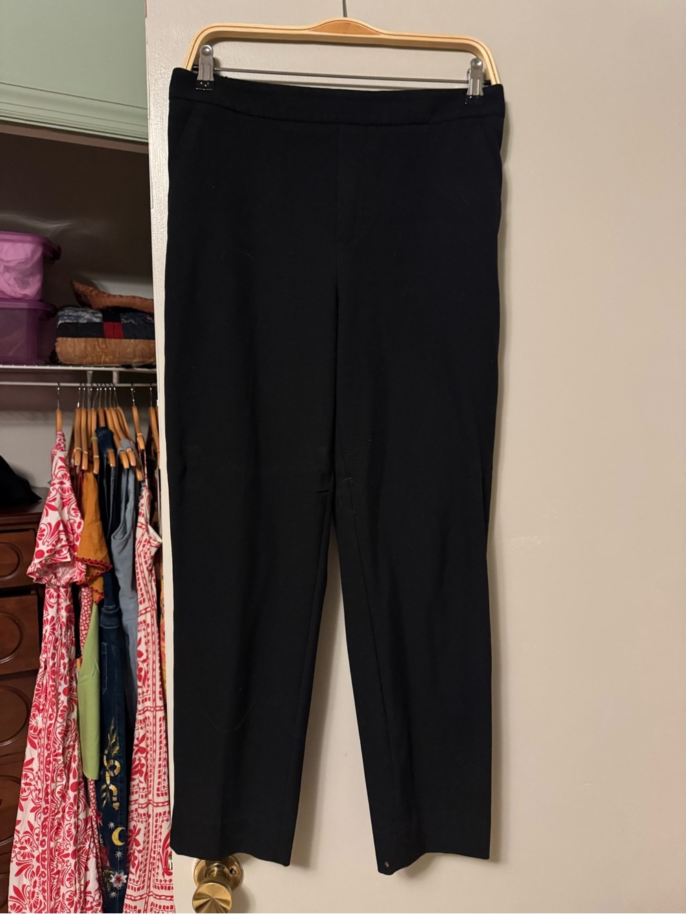 Banana Republic Black Straight-Leg Pull-On Pants